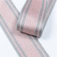 Ткани для дома - Тесьма двухлицевая полоса Раяс розовый, серый 48 мм (25м)
