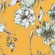 Тканини для суконь - Штапель Фалма принт квіти на теино-жовтому