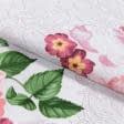 Тканини для рушників - Тканина скатертна рогожка набивна квіти
