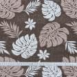 Тканини для декоративних подушок - Гобелен Листя  монстери /SHYС коричневий
