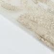 Ткани гардинные ткани - Тюль вышивка Милана молочный, люрекс золото