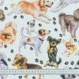 Ткани для декоративных подушек - Декоративная ткань реф/ref  собаки фон молочный