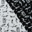 Ткани ненатуральные ткани - Жаккард Таксы черный, фон серый