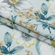 Ткани портьерные ткани - Декоративная ткань панама  Ней/ NEI цветы аквамарин