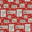 Ткани для декоративных подушек - Декоративная новогодняя ткань МОЕНА/MOENA открытки , красный (Recycle)