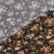 Тканини віскоза, полівіскоза - Трикотаж Іві принт дрібні квіти на чорному
