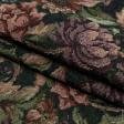 Ткани для декоративных подушек - Гобелен Цветы Арлекин  т.зеленый