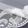 Ткани для рукоделия - Тюль сетка вышивка Ариана цвет кремовый с фестоном