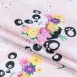 Ткани для детского постельного белья - Бязь набивная детская панда розовый