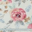 Ткани для декора - Декоративная ткань панама Фер цветы фрез