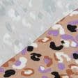 Тканини віскоза, полівіскоза - Трикотаж віскозний принт кольорові плями на бежевому