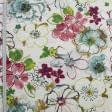 Ткани для штор - Декоративная ткань панама Лорас цветы бордо, коррал