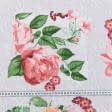 Ткани хлопок - Ткань скатертная рогожка набивная цветы