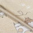 Ткани для детского постельного белья - Бязь ТКЧ набивная коты бежевый фон