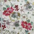 Ткани портьерные ткани - Декоративная ткань панама Лорас / LORAS цветы т.красный, т.фуксия