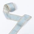 Тканини фурнітура для декора - Тасьма Трейп зиг-заг блакитний фон крем 50 мм