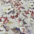 Тканини портьєрні тканини - Декоративна тканина панама Амбер/Аmber квіти великі  червоний