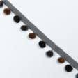 Ткани фурнитура для декора - Тесьма с помпонами репсовая Ирма цвет серый, коричневый 20 мм