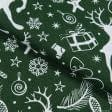 Ткани новогодние ткани - Полупанама ТКЧ  Новогодний зеленый