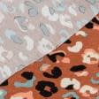 Тканини для одягу - Трикотаж віскозний принт кольорові плями на теракотовому