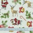 Тканини для декоративних подушок - Декоративна новорічна тканина санта-клаус люрекс