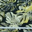 Ткани для дома - Декоративная ткань лонета Албус монстера черный