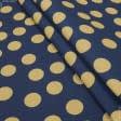 Ткани для детской одежды - Экокоттон горохи крупные фон тёмно-синий