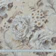 Ткани для декора - Тюль рогожка Осака цветы серые с утяжелителем