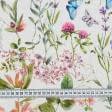 Тканини для римських штор - Декоративна тканина Квіти на лузі фон молочний