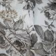 Ткани кисея - Тюль кисея  цветы серый