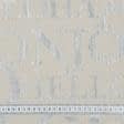 Тканини льон - Костюмна Bonjour принт написи з напиленням бежевий/білий/срібло