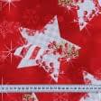 Тканини портьєрні тканини - Декоративна новорічна тканина / ЗІРКИ, фон червоний