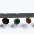 Ткани фурнитура для декора - Тесьма с помпонами репсовая Ирма цвет серый, коричневый 20 мм