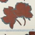 Тканини шовк - Шовк штучний принт великі сіро-коричневі квіти на кремовому