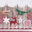 Ткани для квилтинга - Новогодняя ткань Искерча бордо, молочный купон