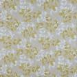 Ткани для декоративных подушек - Декоративная ткань Надин листья/NADINE желтый фон натуральный