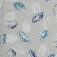 Ткани для римских штор - Декоративная ткань Поси листья бирюза, т.синий