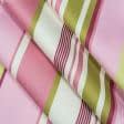 Тканини портьєрні тканини - Декоративна тканина Вокла смуга фрез, оливка, молочний