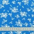 Тканини для блузок - Батист віскозний білі квіти на блакитному