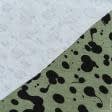 Тканини для футболок - Трикотаж віскозний принт чорні плями на темно-оливковому