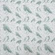 Тканини портьєрні тканини - Декоративна тканина лонета Птахи / TAP зелений фон молочний