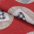 Ткани для скрапбукинга - Новогодняя ткань лонета Открытки в шаре фон красный