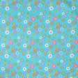Ткани для штор - Декоративная ткань сатен Цветочки фон голубой