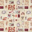 Тканини для квілтінгу - Декоративна новорічна тканина лонета листівки