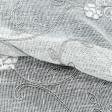 Ткани сетка - Тюль сетка вышивка Аурель белая, серый с фестоном