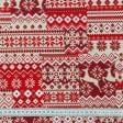 Ткани новогодние ткани - Новогодняя ткань скотланд олени красно-белый