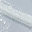 Ткани ненатуральные ткани - Тюль микросетка вышивка Софи  молочная с блеском  (Фестон)