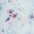 Тканини гардинні тканини - Тюль кісея принт Ллоса акварель квіти фіолетово-рожеві з обважнювачем