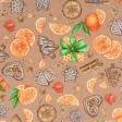 Тканини новорічні тканини - Тканина скатертна рогожка Новорічна апельсини