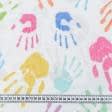 Ткани гардинные ткани - Тюль кисея Детские ладошки цвет мультиколор с утяжелителем